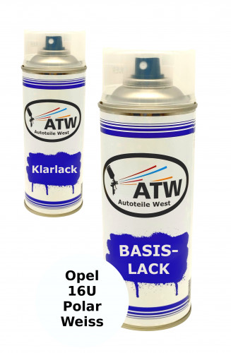 Autolack für Opel 16U Polar Weiss +400ml Klarlack Set
